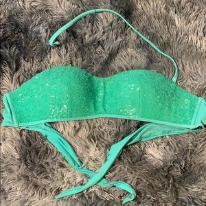Teal Sequin Bandeau Bikini Top